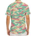 Pastel Camouflage Print Men's Deep V-Neck Shirt