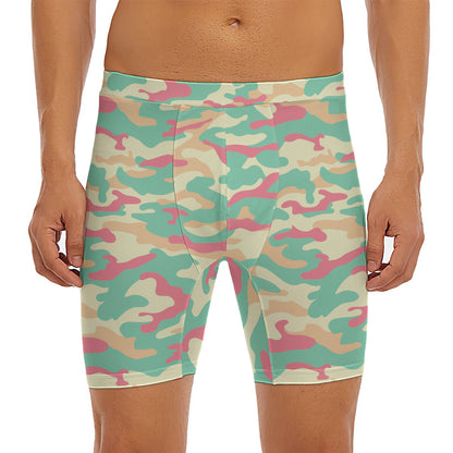 Pastel Camouflage Print Men's Long Boxer Briefs