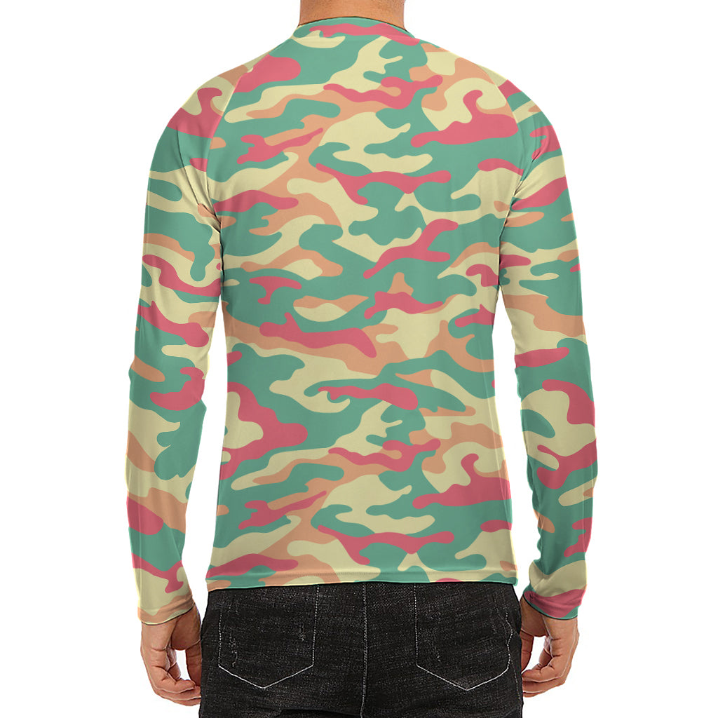 Pastel Camouflage Print Men's Long Sleeve Rash Guard