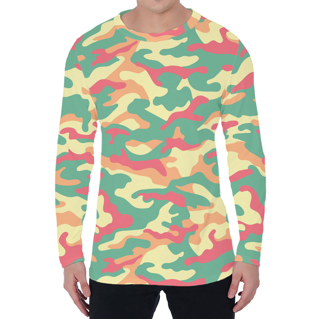 Pastel Camouflage Print Men's Long Sleeve T-Shirt