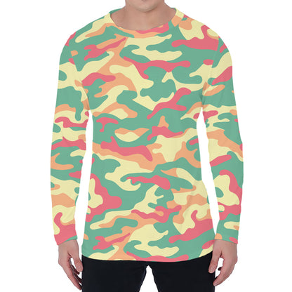 Pastel Camouflage Print Men's Long Sleeve T-Shirt