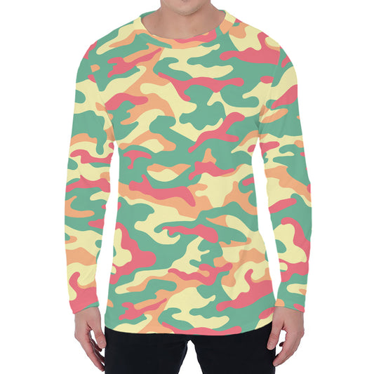 Pastel Camouflage Print Men's Long Sleeve T-Shirt