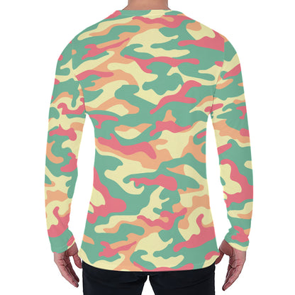 Pastel Camouflage Print Men's Long Sleeve T-Shirt