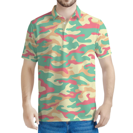 Pastel Camouflage Print Men's Polo Shirt