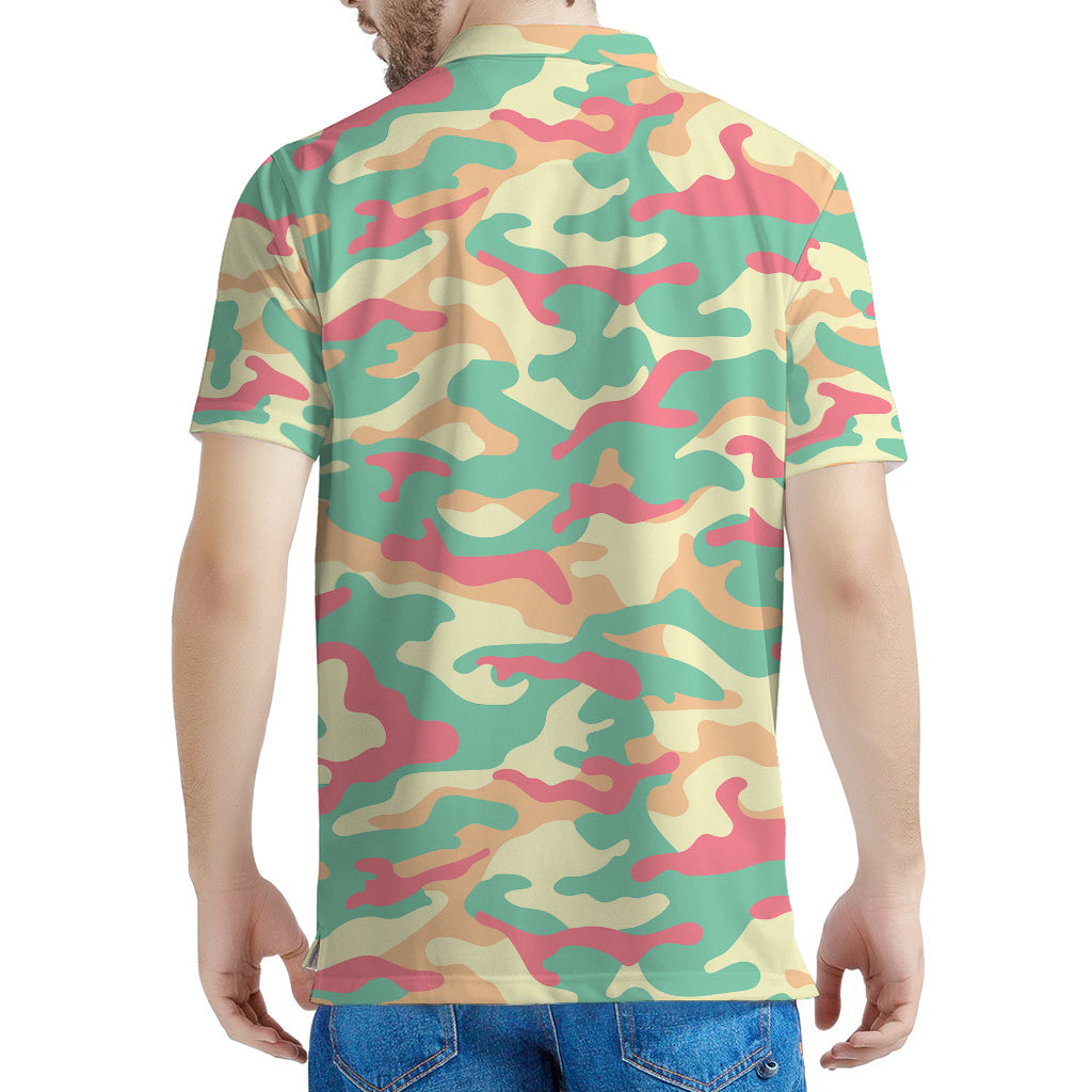 Pastel Camouflage Print Men's Polo Shirt