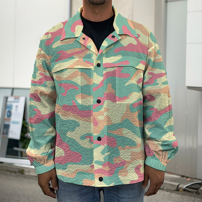 Pastel Camouflage Print Men's Shirt Jacket