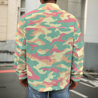 Pastel Camouflage Print Men's Shirt Jacket