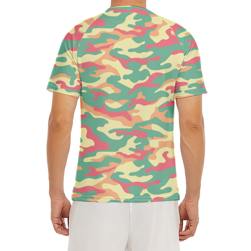 Pastel Camouflage Print Men's Short Sleeve Rash Guard