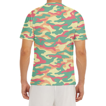 Pastel Camouflage Print Men's Short Sleeve Rash Guard