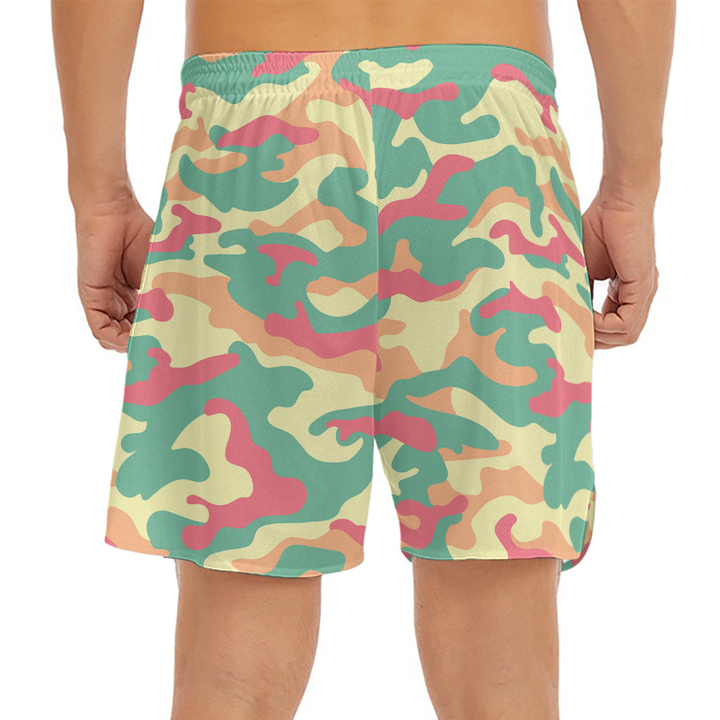 Pastel Camouflage Print Men's Split Running Shorts