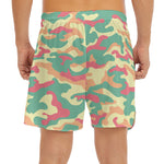 Pastel Camouflage Print Men's Split Running Shorts