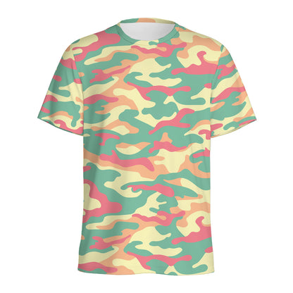 Pastel Camouflage Print Men's Sports T-Shirt