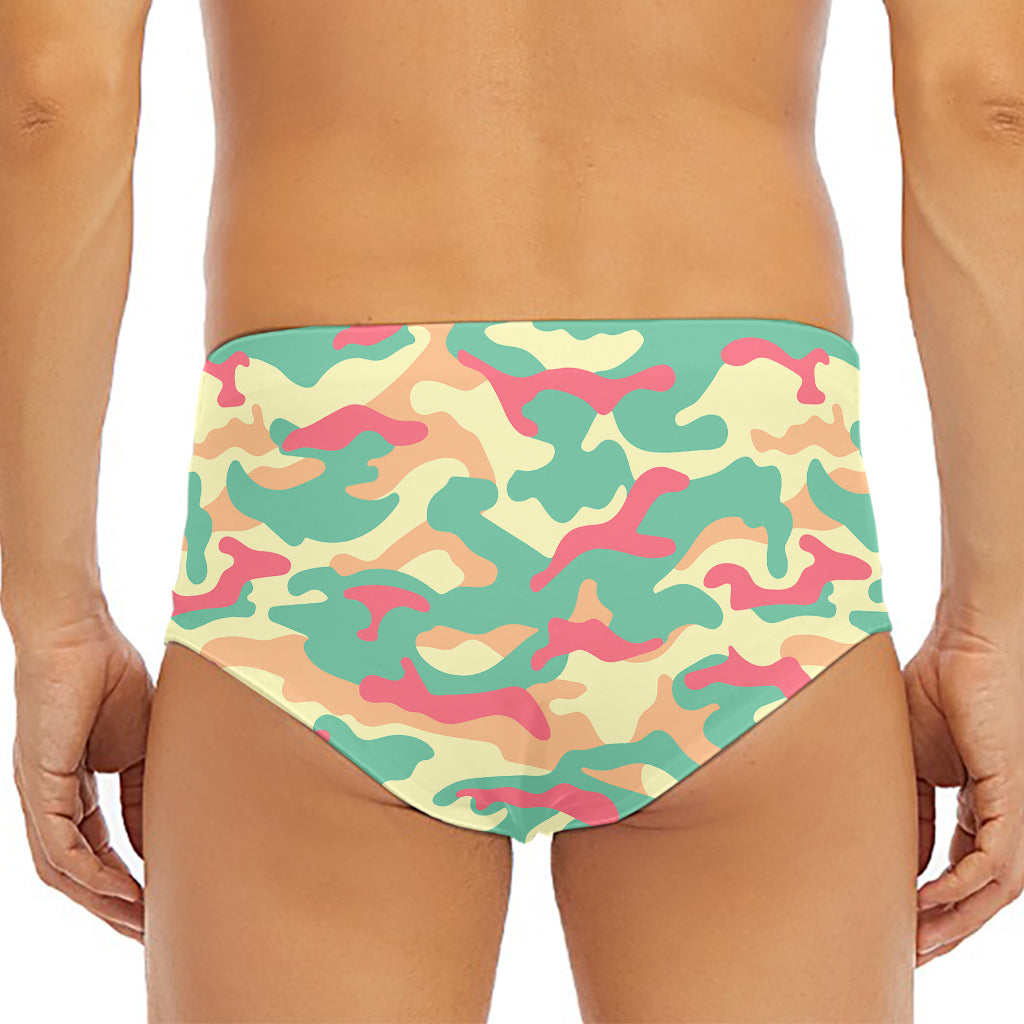 Pastel Camouflage Print Men's Triangle Swim Briefs