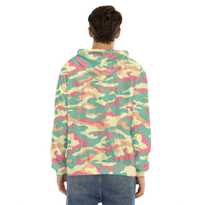 Pastel Camouflage Print Men's Velvet Pullover Hoodie