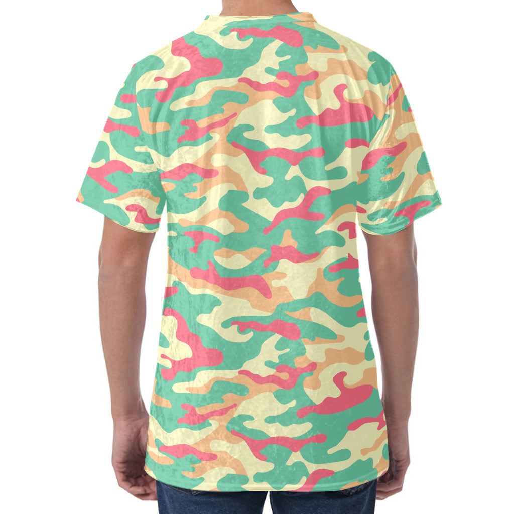 Pastel Camouflage Print Men's Velvet T-Shirt