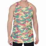 Pastel Camouflage Print Men's Velvet Tank Top