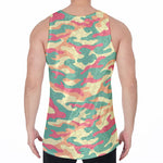 Pastel Camouflage Print Men's Velvet Tank Top
