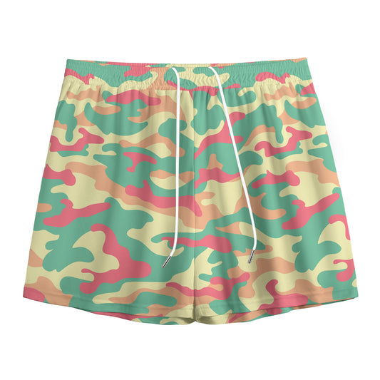 Pastel Camouflage Print Mesh Shorts