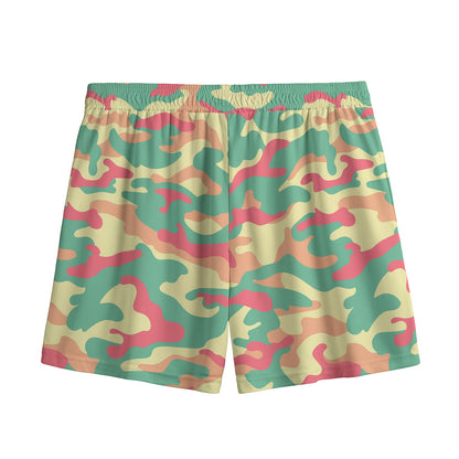Pastel Camouflage Print Mesh Shorts