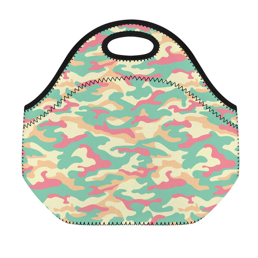 Pastel Camouflage Print Neoprene Lunch Bag