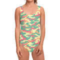 Pastel Camouflage Print One Piece Swimsuit