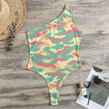 Pastel Camouflage Print One Shoulder Bodysuit