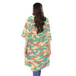 Pastel Camouflage Print Open Front Beach Cover Up