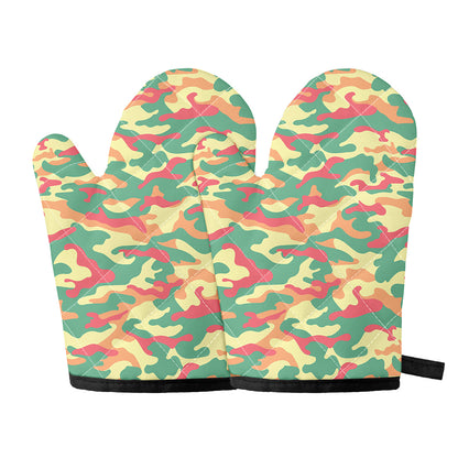 Pastel Camouflage Print Oven Mitts