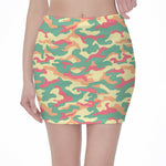 Pastel Camouflage Print Pencil Mini Skirt