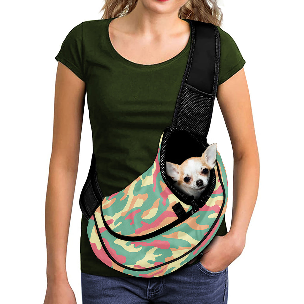 Pastel Camouflage Print Pet Sling Carrier