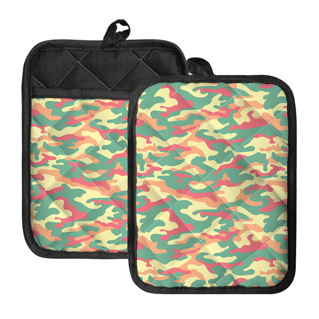 Pastel Camouflage Print Pot Holders With Pocket
