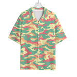 Pastel Camouflage Print Rayon Hawaiian Shirt