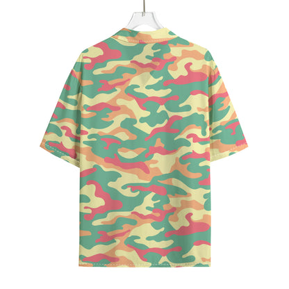 Pastel Camouflage Print Rayon Hawaiian Shirt