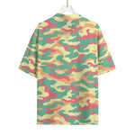 Pastel Camouflage Print Rayon Hawaiian Shirt
