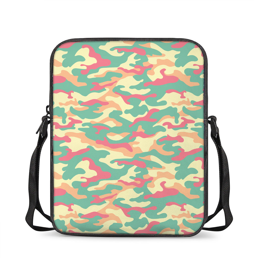Pastel Camouflage Print Rectangular Crossbody Bag
