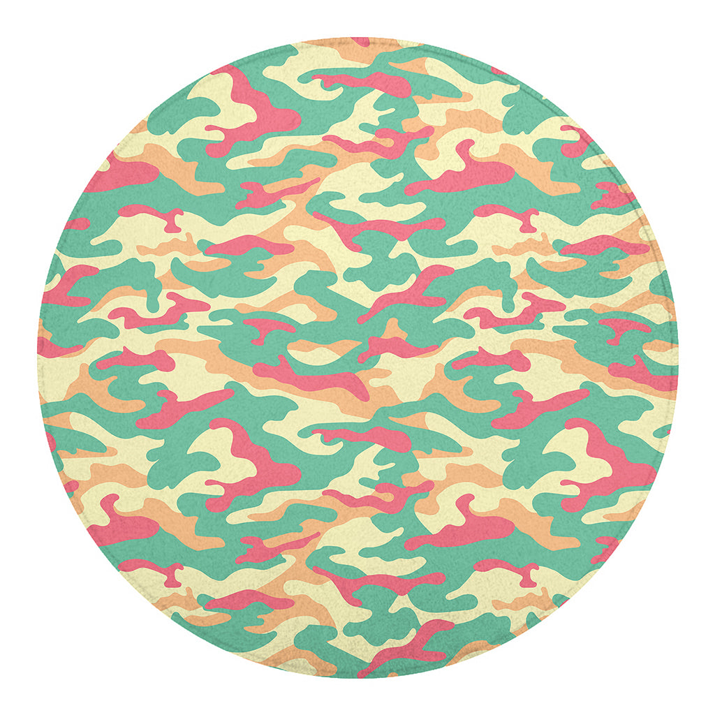 Pastel Camouflage Print Round Blanket
