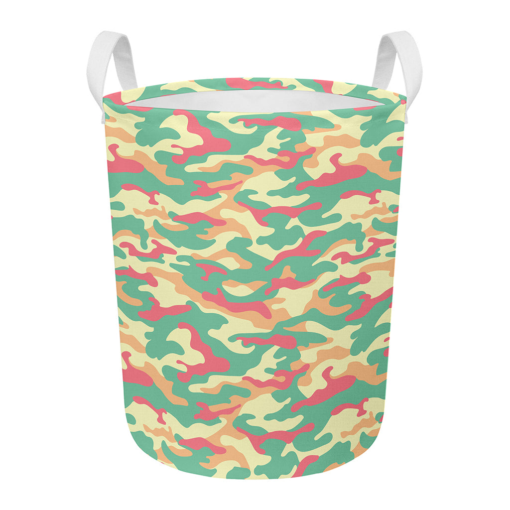 Pastel Camouflage Print Round Laundry Basket