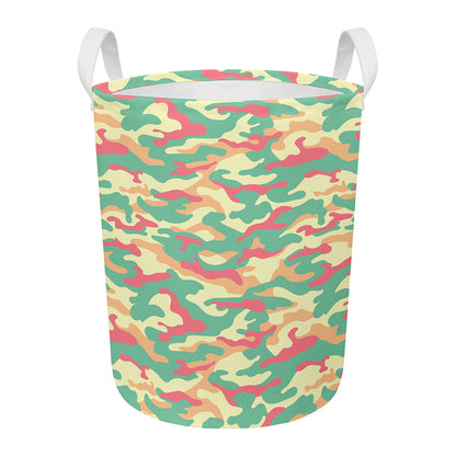 Pastel Camouflage Print Round Laundry Basket