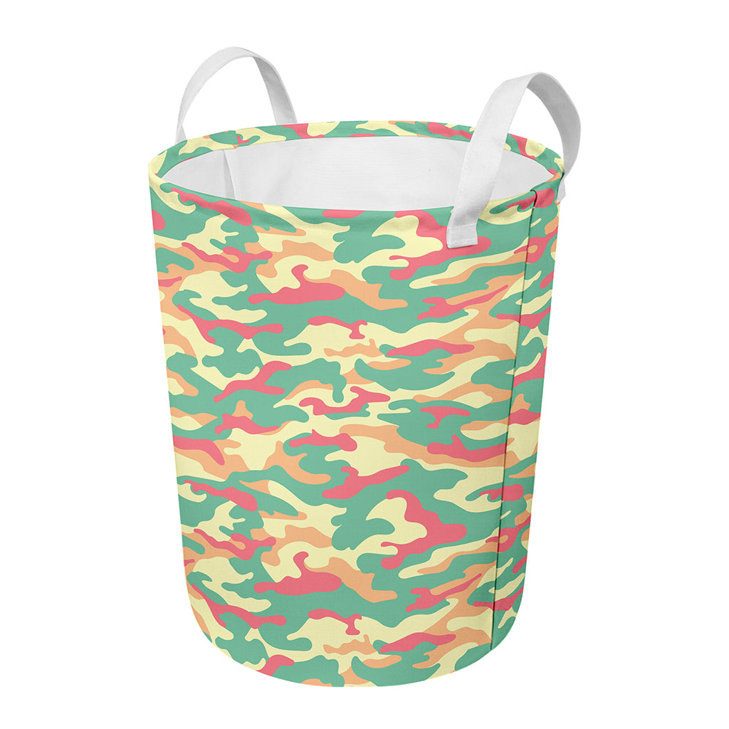 Pastel Camouflage Print Round Laundry Basket