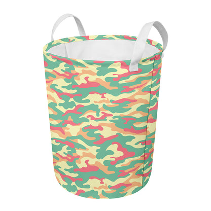 Pastel Camouflage Print Round Laundry Basket