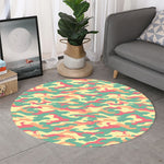 Pastel Camouflage Print Round Rug
