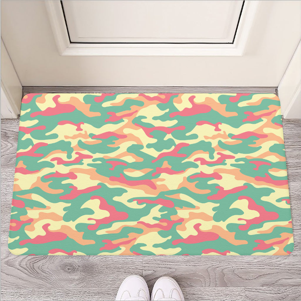 Pastel Camouflage Print Rubber Doormat