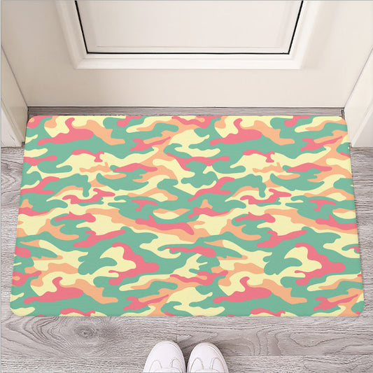 Pastel Camouflage Print Rubber Doormat