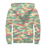 Pastel Camouflage Print Sherpa Lined Zip Up Hoodie