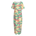 Pastel Camouflage Print Short Sleeve Long Nightdress