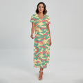 Pastel Camouflage Print Short Sleeve Maxi Dress