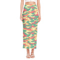 Pastel Camouflage Print Side Slit Maxi Skirt