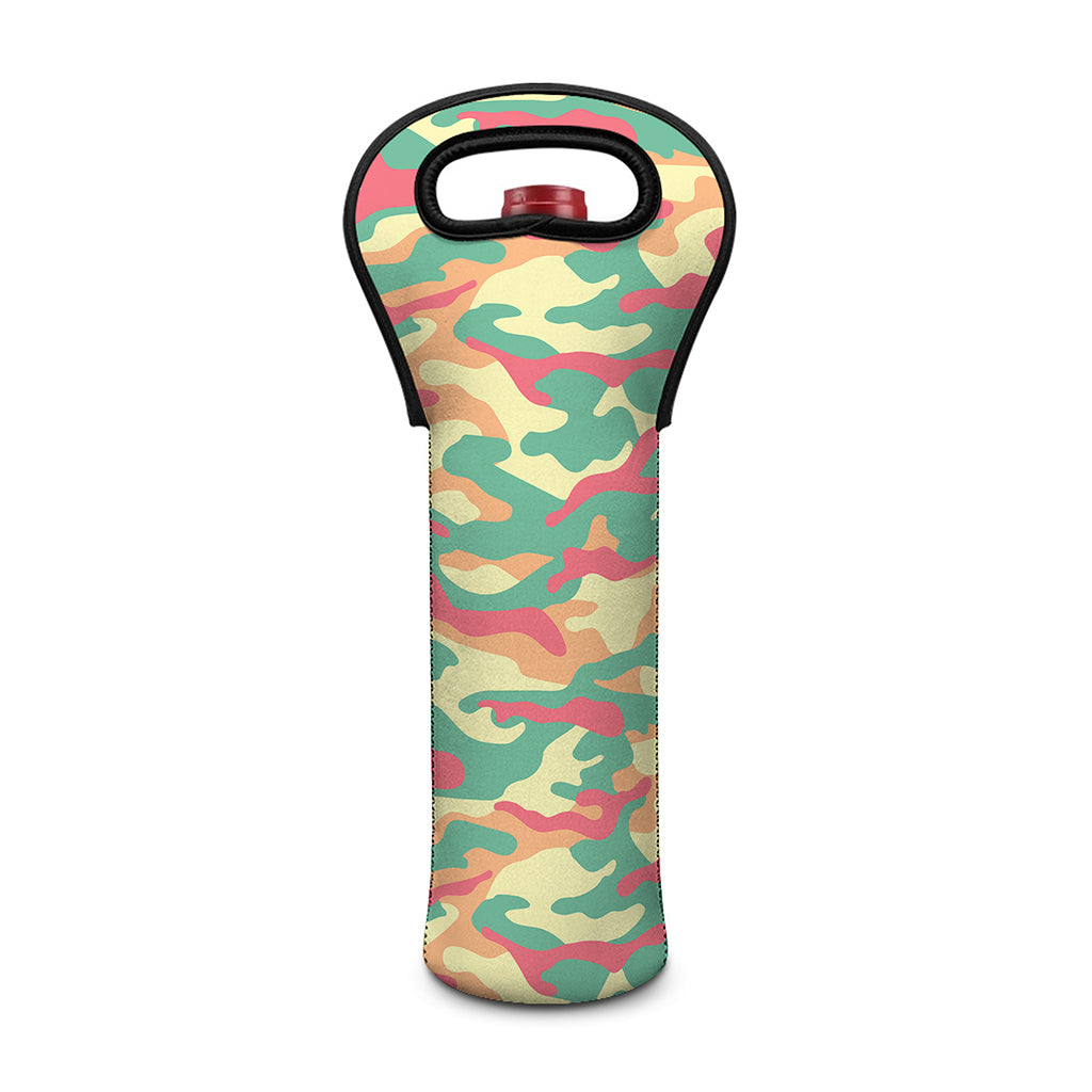 Pastel Camouflage Print Single Neoprene Wine Tote