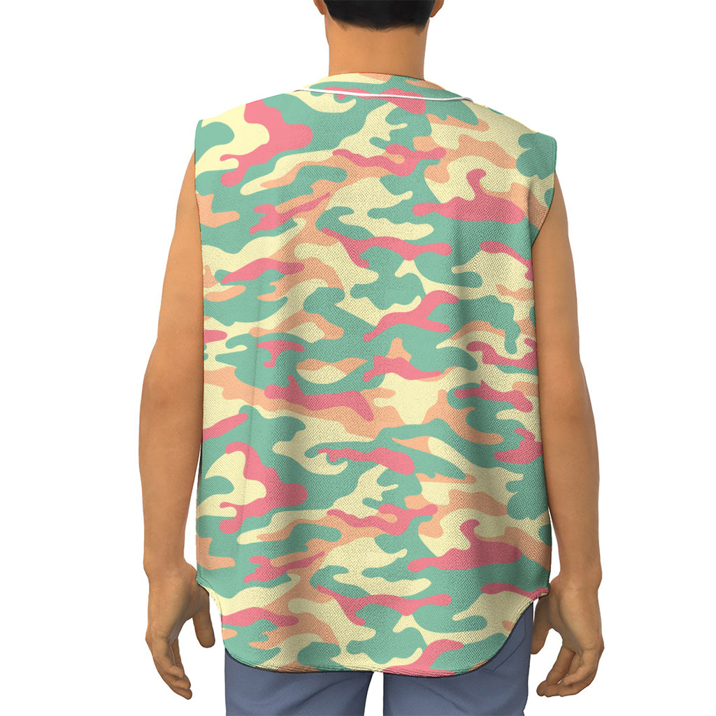 Pastel Camouflage Print Sleeveless Baseball Jersey