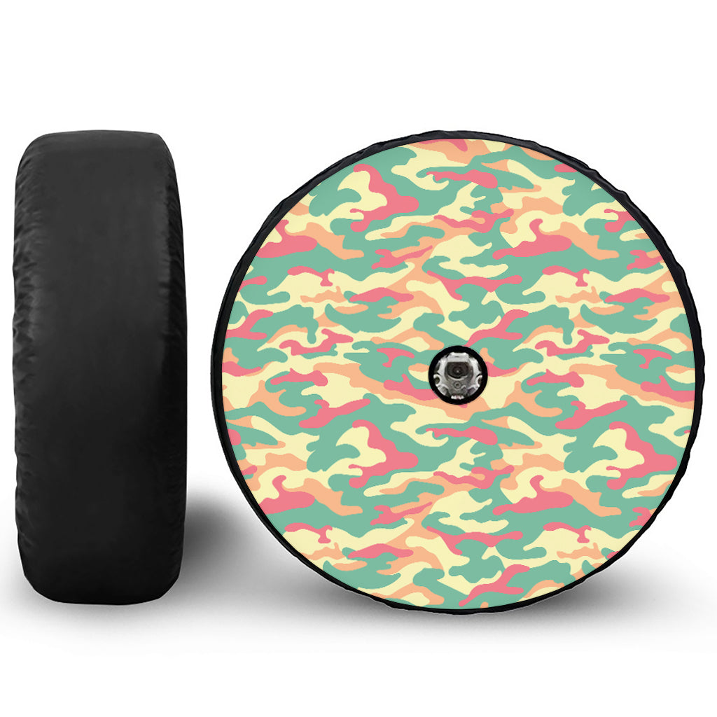 Pastel Camouflage Print Tire Cover With Camera Hole